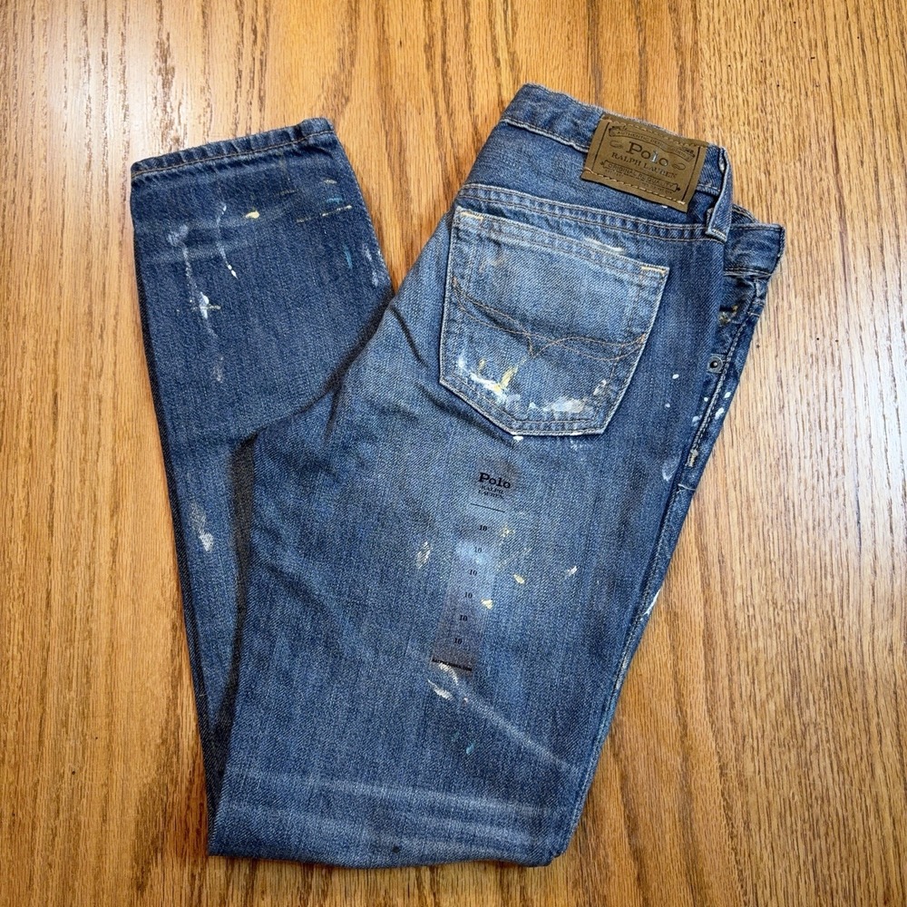 Polo Ralph Lauren‎ Astor Slim Boyfriend Jeans Boys Size 10 Paint Splatter NWT